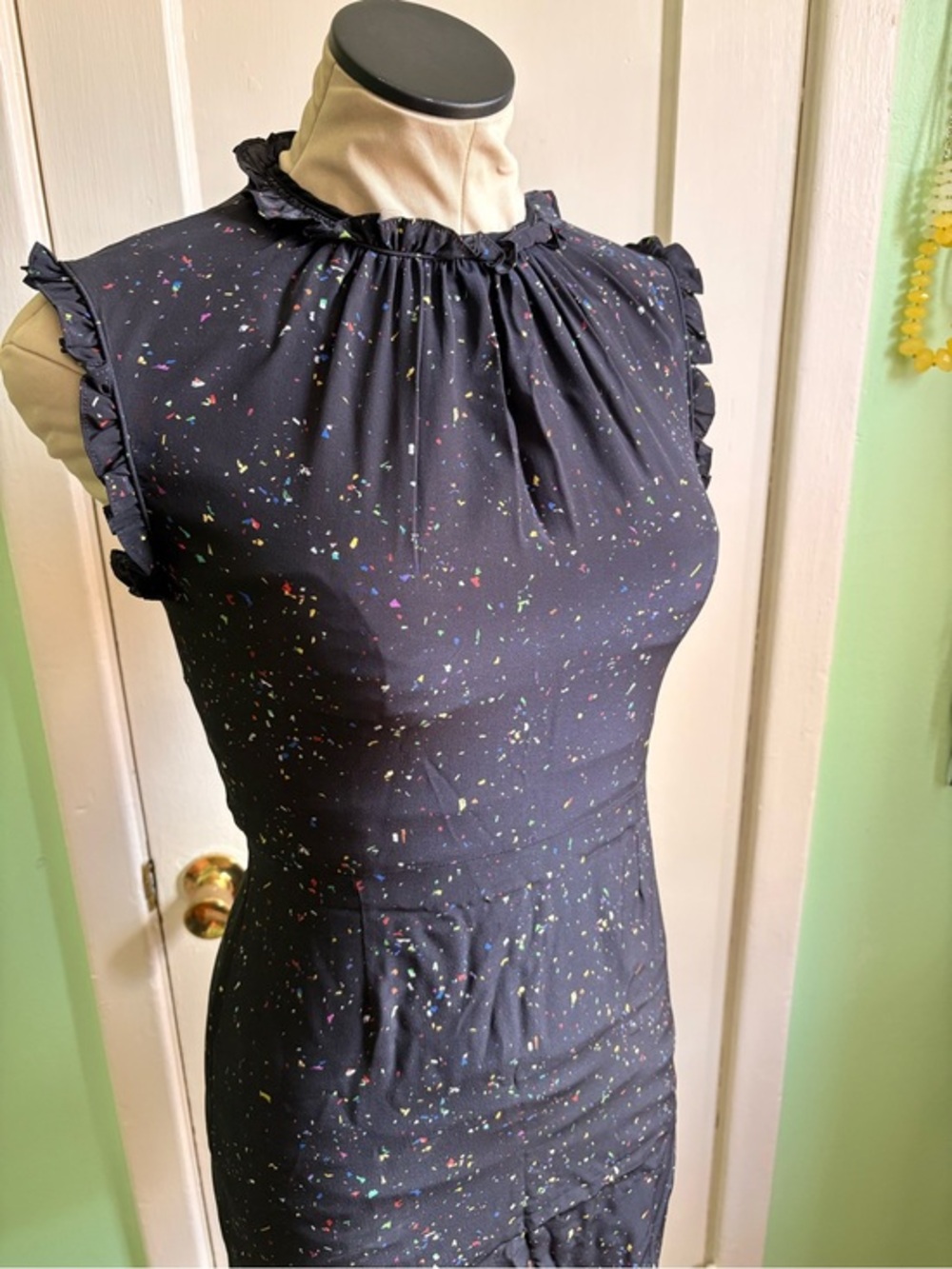 Rare Opening Ceremony 100% Silk Black Sleeveless Confetti Dress